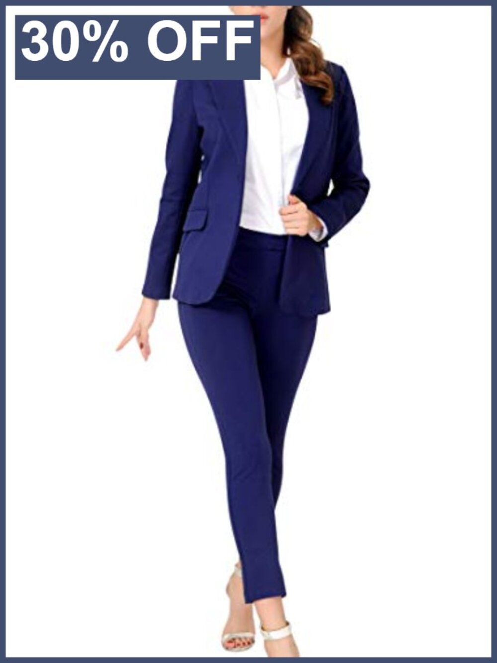 Two Piece Business Suit Blazer Pant Set Professional Work Outfit